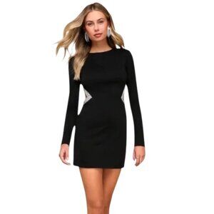 Lulus Black Rhinestone Cutout Mini Dress, Medium, NWT